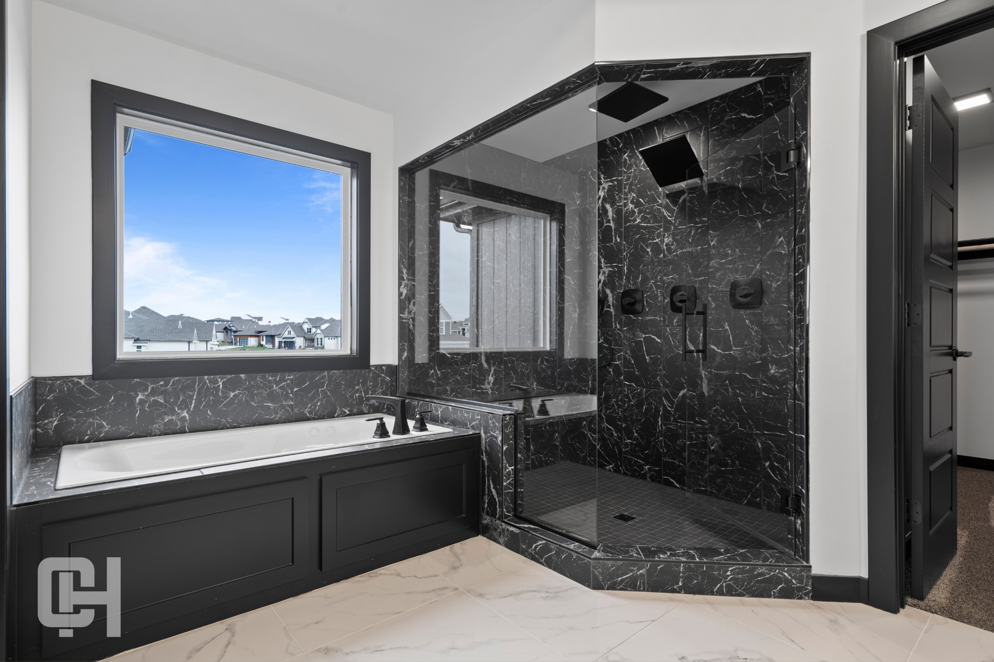 Justina Bathroom With Soaking Tub And Tile Surround