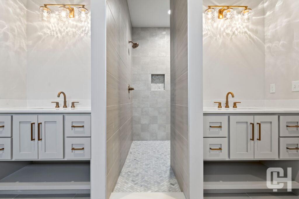 Varese Bathroom With White Tile Shower And Glass Door
