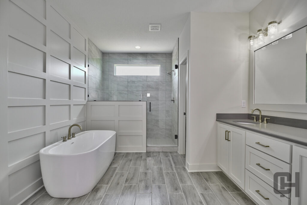 Verona III Bathroom With Tile Shower And Glass Enclosure