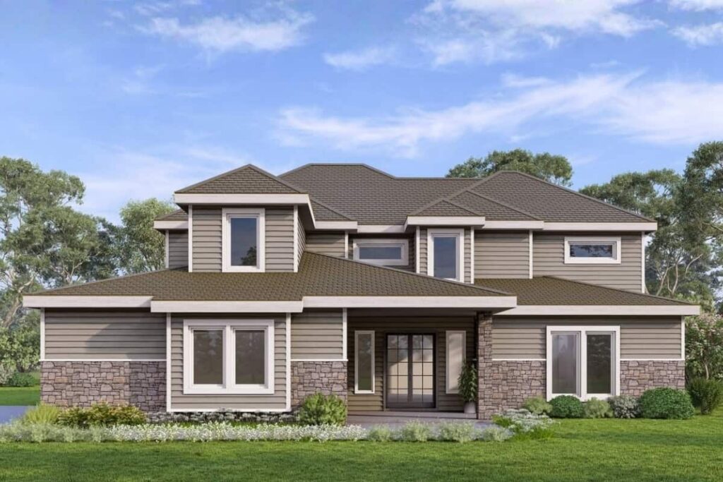 Lago - Side Entry Exterior Elevation Rendering By Comerio Homes