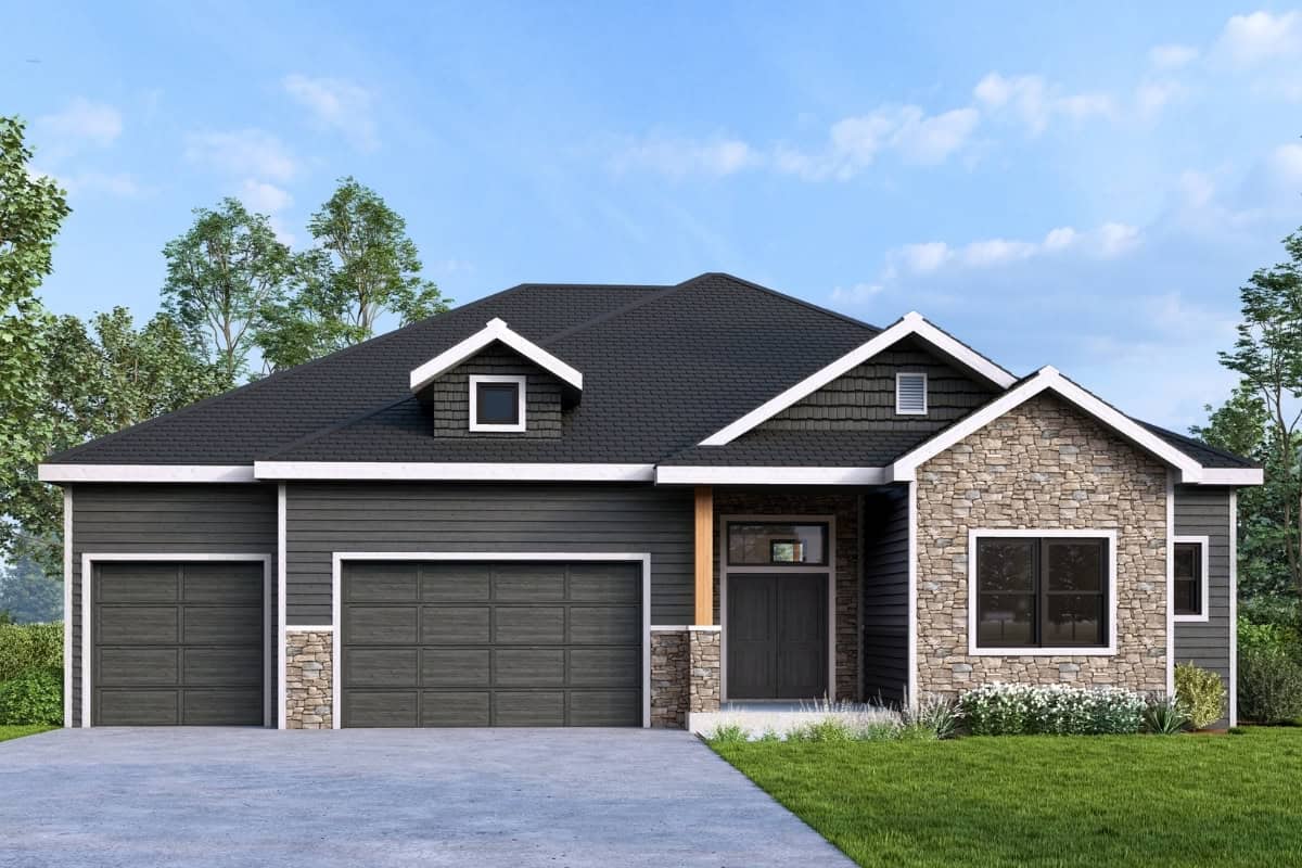 Verona II exterior elevation rendering by Comerio Homes