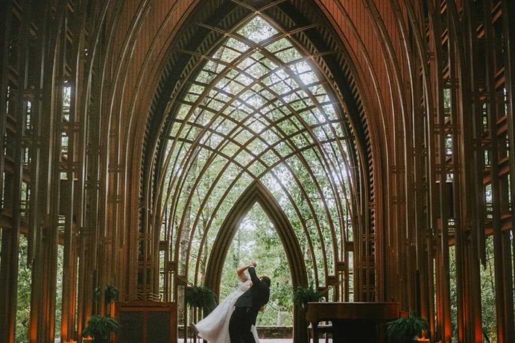 Mildred B. Cooper Chapel Interior With Soaring Glass Windows In Bella Vista Arkansas
