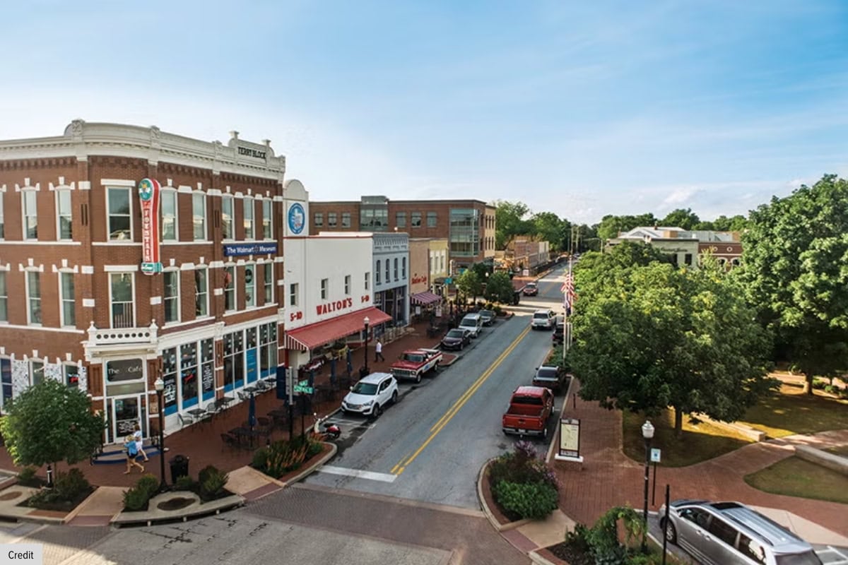 Aerial View Of Downtown Bentonville Arkansas