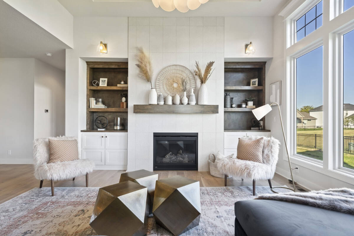 Living room built in cabinets with storage