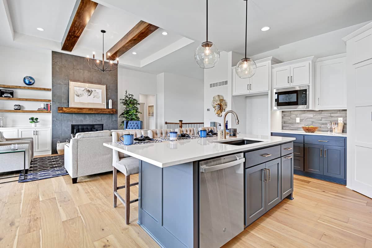 Kitchen With Exposed Wood Ceiling Beams