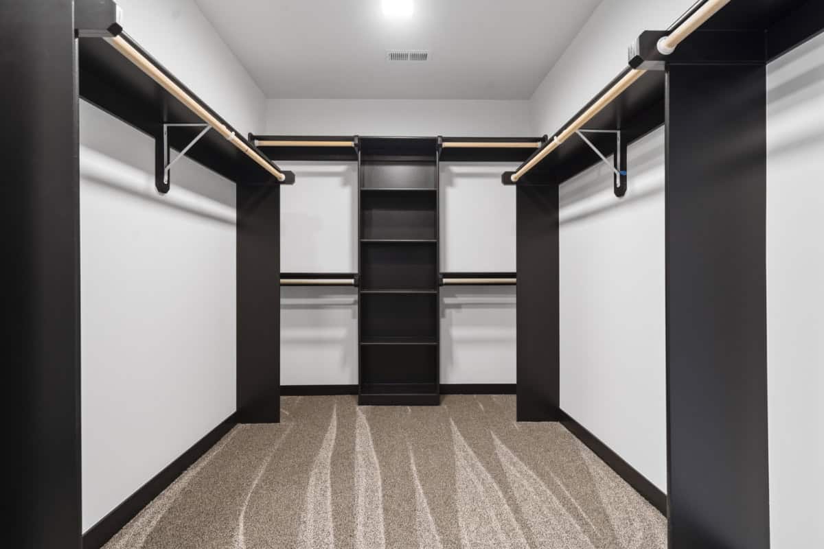 Modern Custom Closet Layout With Open Shelving