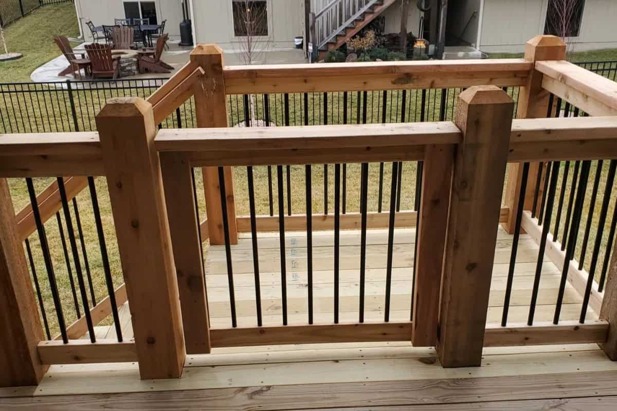 Outdoor Deck With Wood Railing Detail