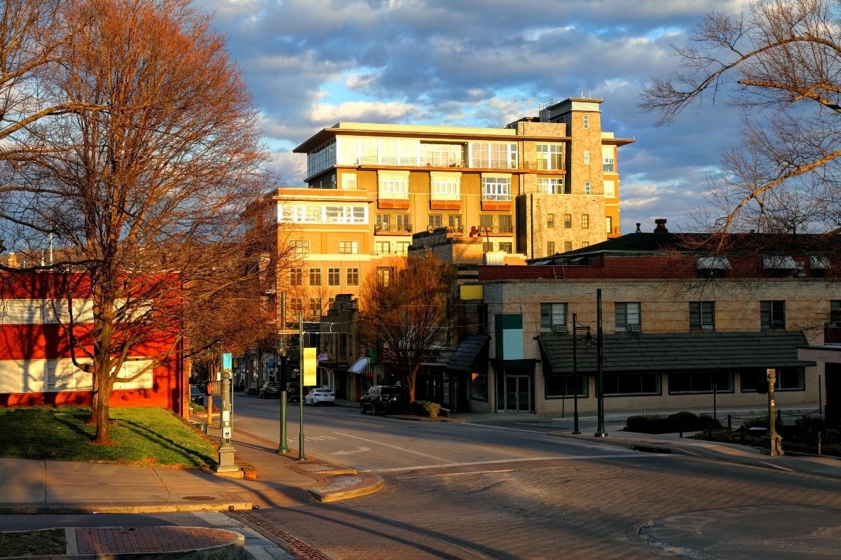 Downtown Fayetteville street in autumn