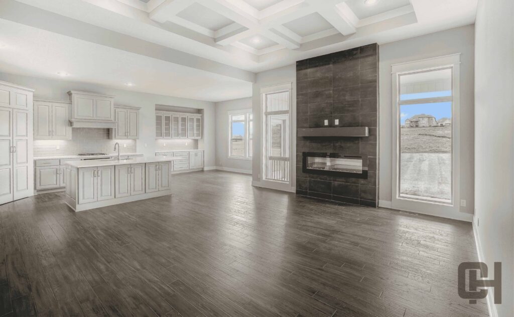 Verona II Living Room With Feature Wall And Large Windows