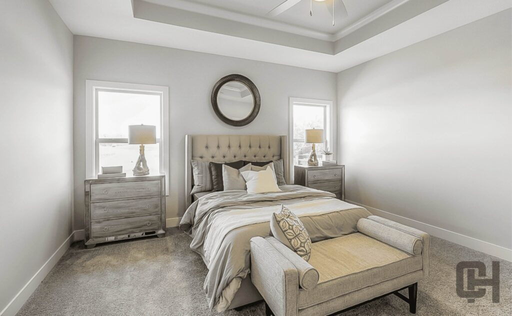 Verona II Primary Bedroom With Tray Ceiling And Neutral Finishes