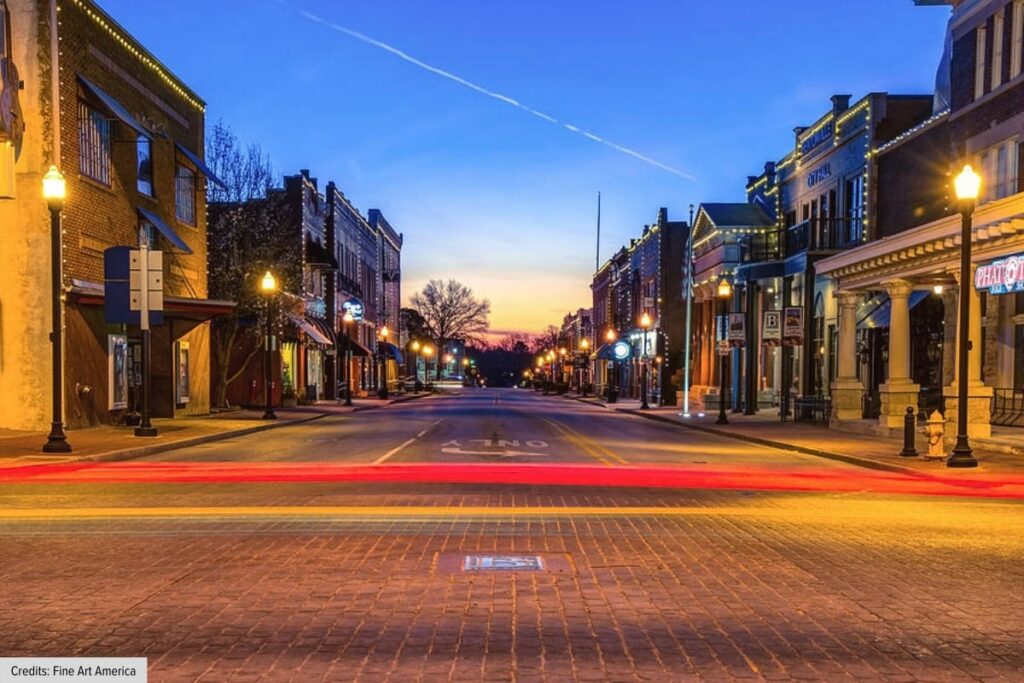 Downtown Bentonville Arkansas Street At Night