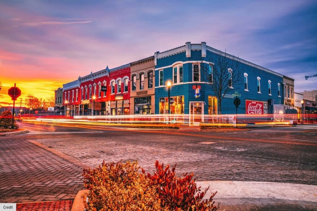 Downtown Bentonville Arkansas At Sunset