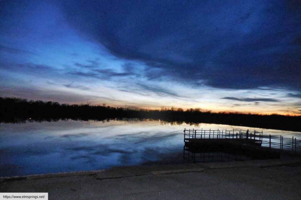 Dock Overlooking Lake At Sunset In Elm Springs Arkansas