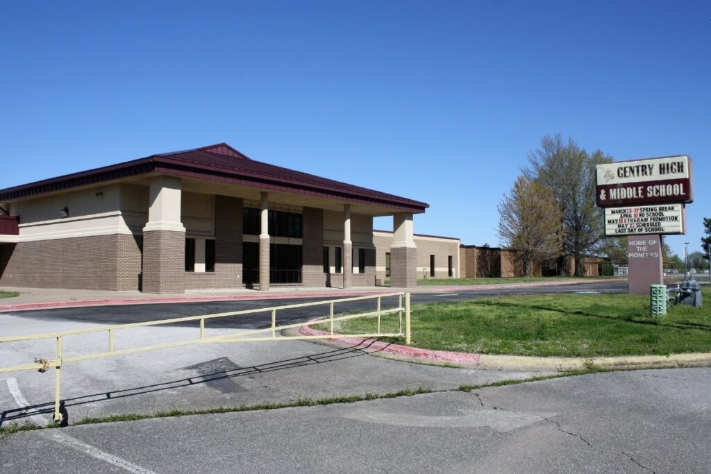 Gentry Middle School And High School Building In Gentry Arkansas