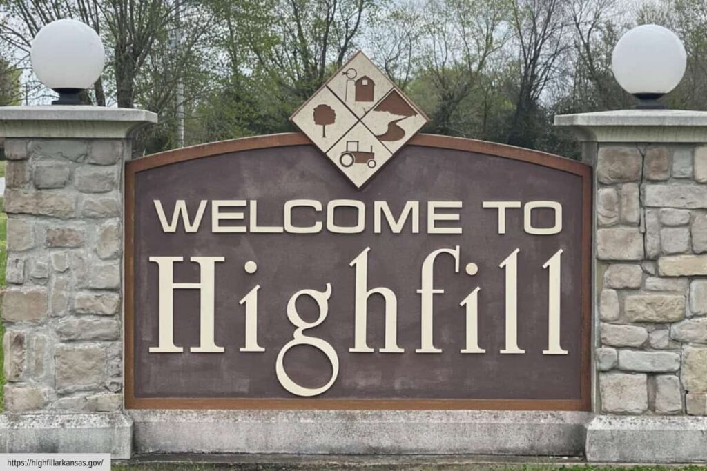 Welcome To Highfill Arkansas Town Entrance Sign