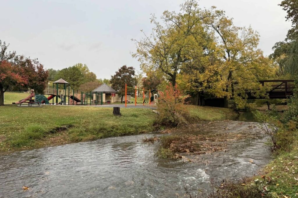 Creekside Green Space And Walking Area At Horsebarn Park Near Little Flock AR