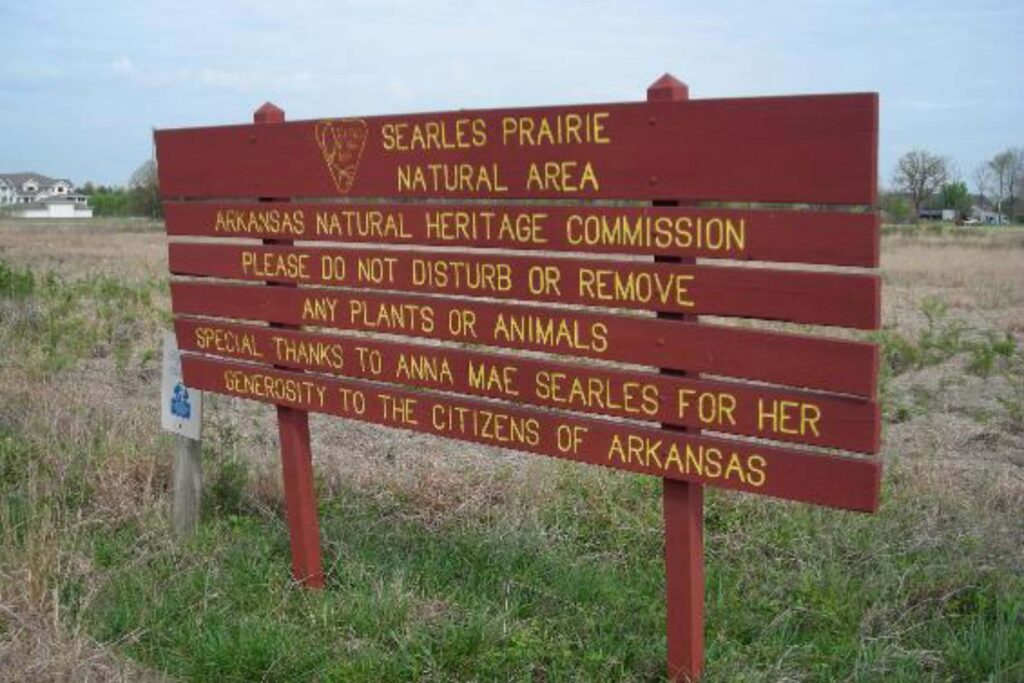 Entrance Sign At Searles Prairie Natural Area Near Little Flock AR