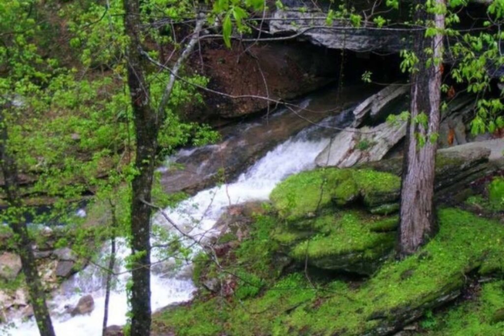 Waterfall And Natural Scenery At War Eagle Cavern Near Little Flock AR