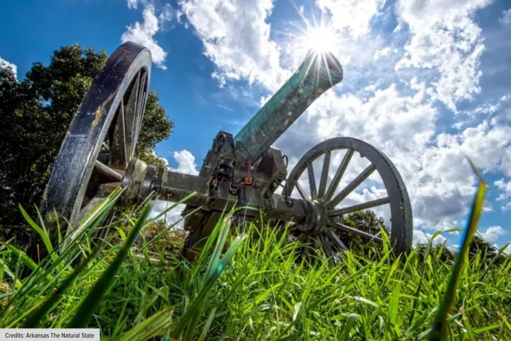 Historic Cannon At Pea Ridge National Military Park Battlefield In Pea Ridge Arkansas