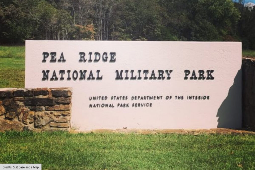 Pea Ridge National Military Park Entrance Sign In Pea Ridge Arkansas