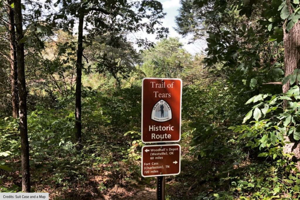Trail Of Tears Historic Route Sign In Pea Ridge Arkansas