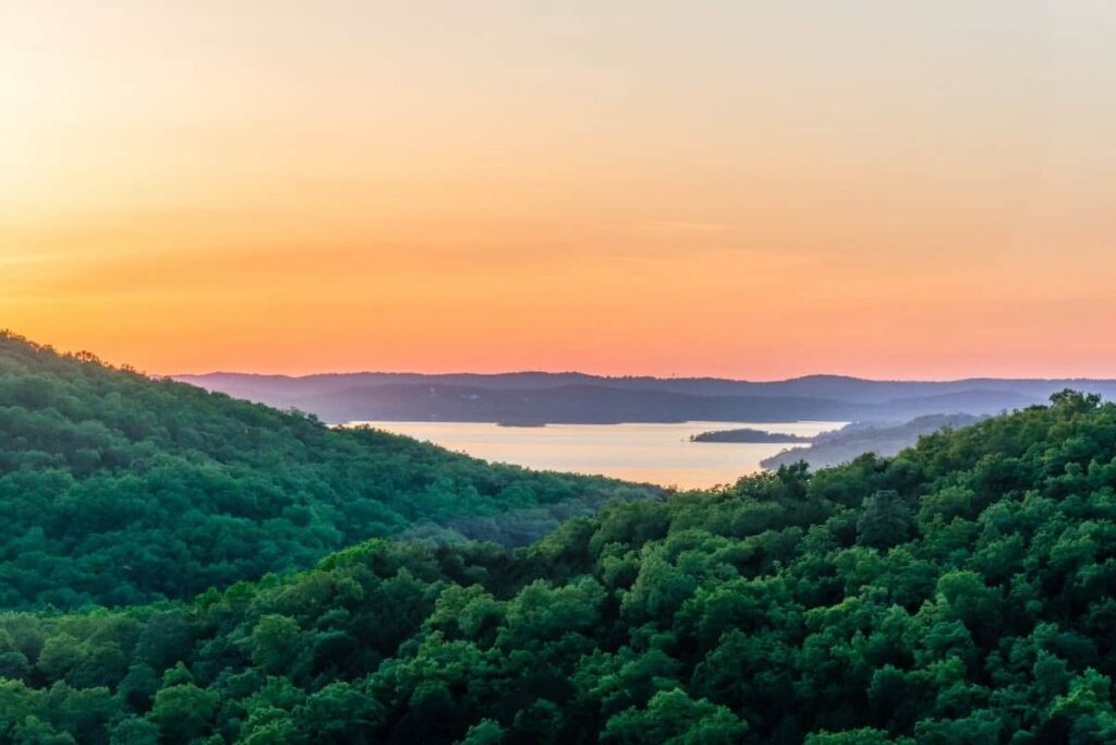 Ozark Mountain Overlook At Sunset Near Siloam Springs Arkansas