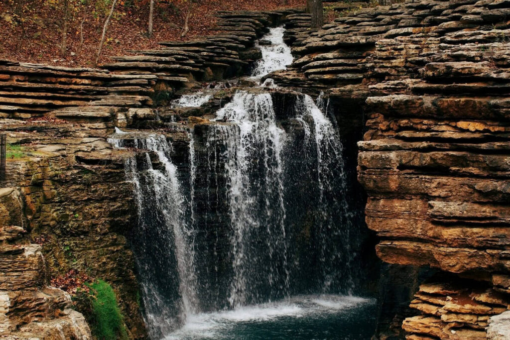 Waterfall At The Siloam Springs Hidden Oasis Park In Arkansas