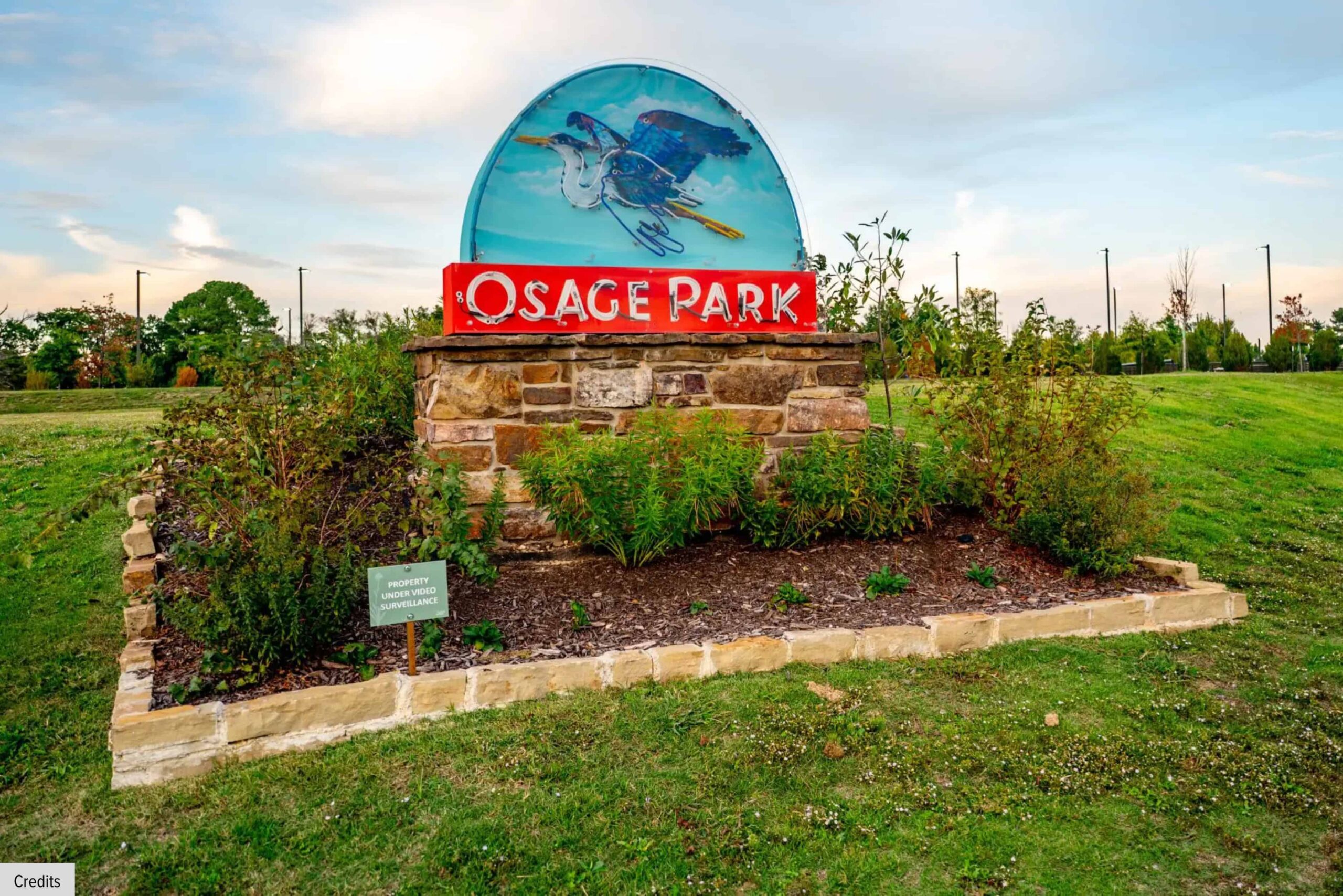 Entrance sign for Osage Park in Centerton, Arkansas.